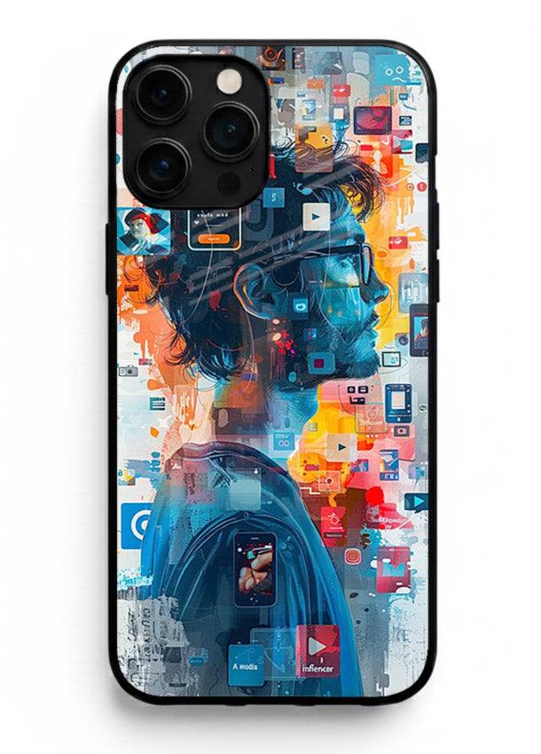 AI Media Collage futuristic digital media artwork iphone 11 pro max glass back cover