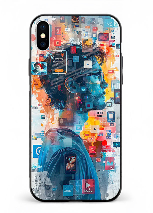 AI Media Collage futuristic digital media artwork iphone xs max glass back cover