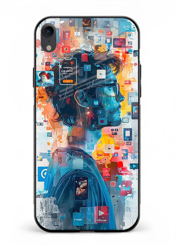 AI Media Collage futuristic digital media artwork iphone xr glass back cover