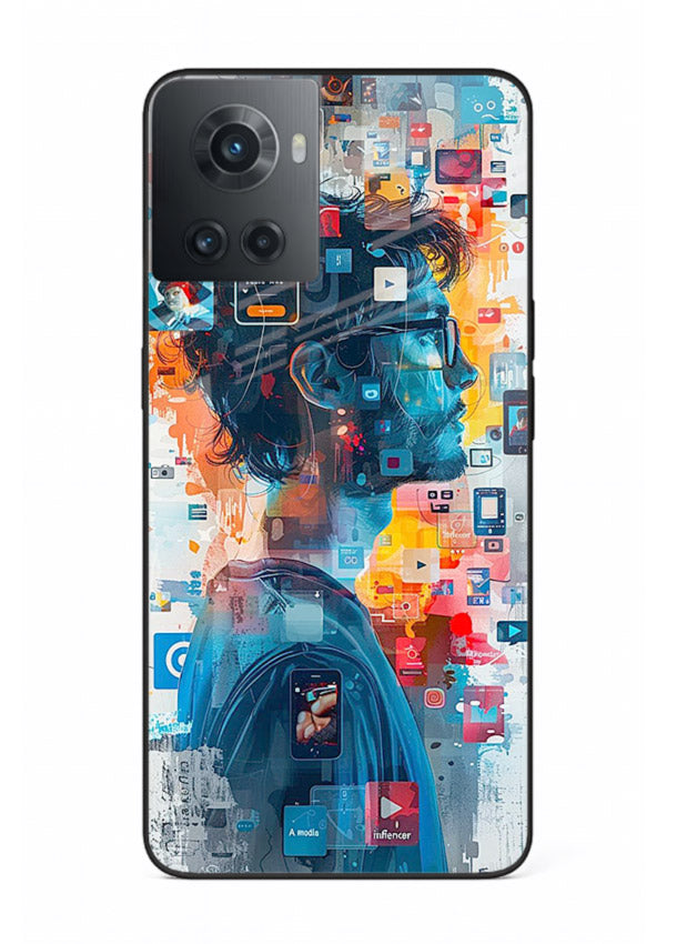 AI Media Collage futuristic digital media artwork OnePlus 10R glass back cover