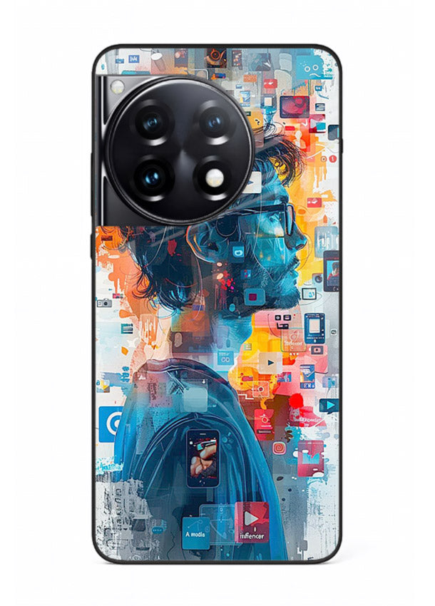 AI Media Collage futuristic digital media artwork OnePlus 12R glass back cover