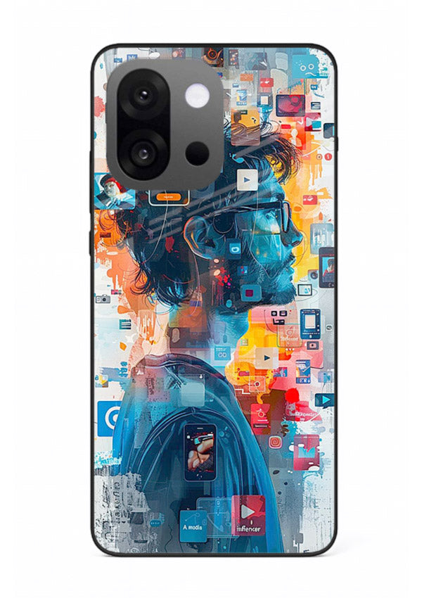 AI Media Collage futuristic digital media artwork OnePlus 13s glass back cover