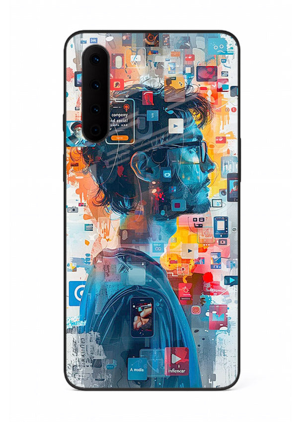 AI Media Collage futuristic digital media artwork OnePlus Nord glass back cover