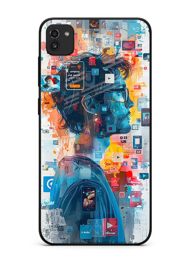 AI Media Collage futuristic digital media artwork Samsung A03 glass back cover