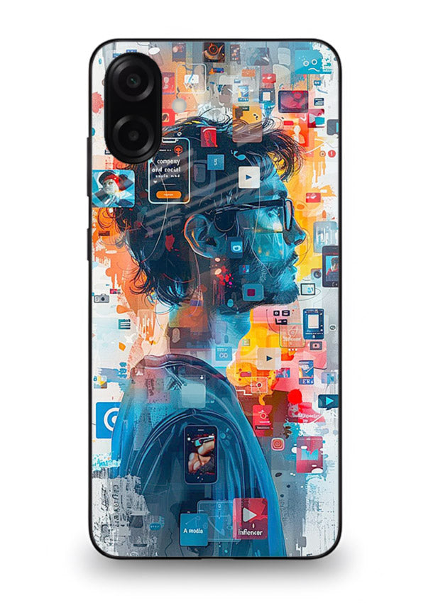 AI Media Collage futuristic digital media artwork Samsung A07 4G glass back cover