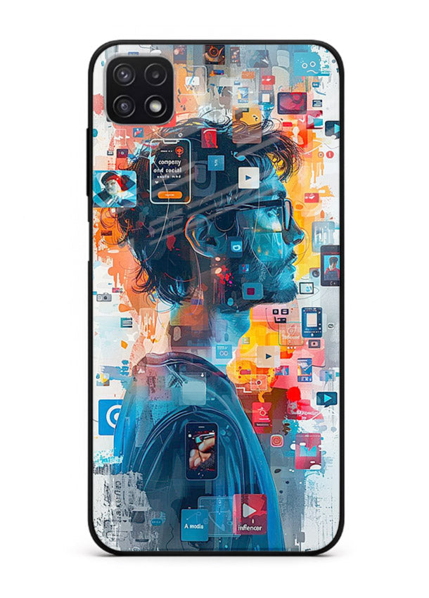 AI Media Collage futuristic digital media artwork Samsung A22 5G glass back cover