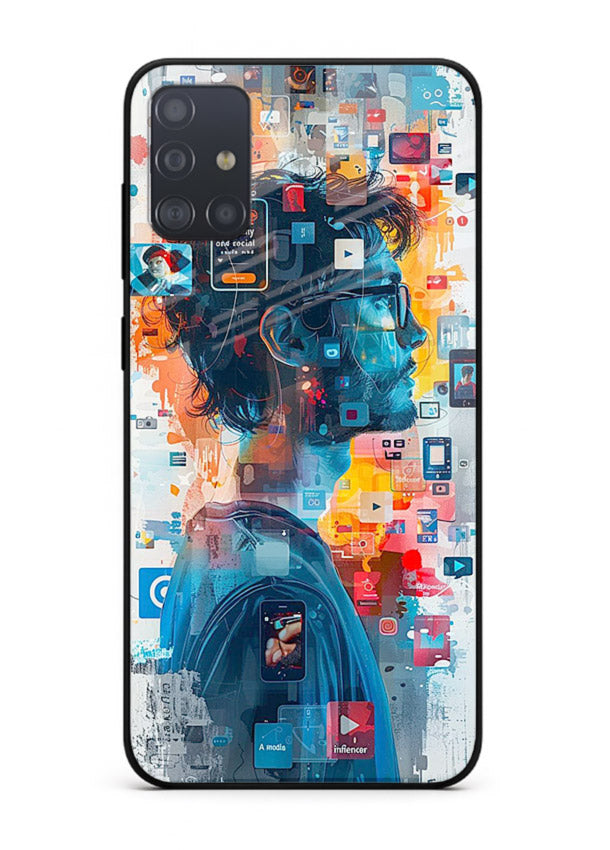 AI Media Collage futuristic digital media artwork Samsung A51 glass back cover