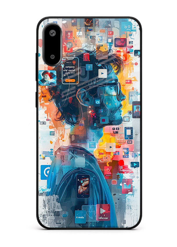 AI Media Collage futuristic digital media artwork Samsung F06 5G glass back cover