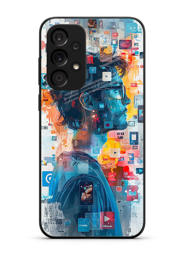 AI Media Collage futuristic digital media artwork Samsung A73 5G glass back cover