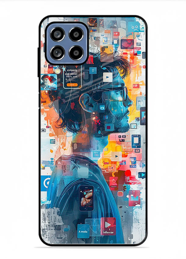 AI Media Collage futuristic digital media artwork Samsung F12 5G glass back cover