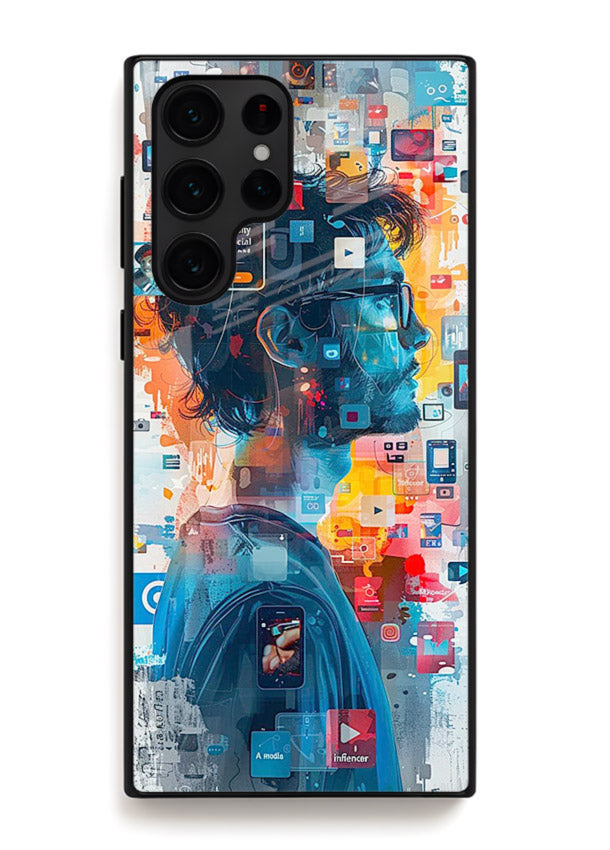 AI Media Collage futuristic digital media artwork Samsung S25 Ultra glass back cover