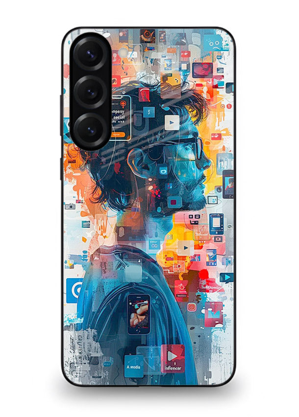 AI Media Collage futuristic digital media artwork Samsung S23 glass back cover