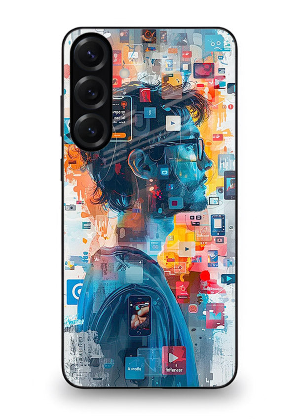 AI Media Collage futuristic digital media artwork Samsung A25 5G glass back cover