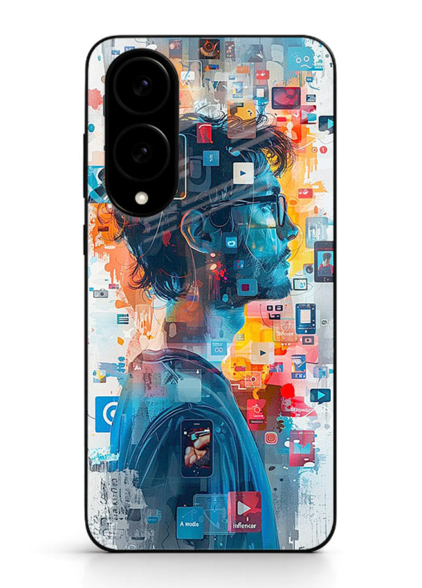 AI Media Collage futuristic digital media artwork Samsung S25 Edge glass back cover