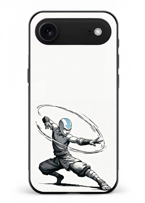 aang airbender pose white art iphone 18 air glass cover clean dynamic avatar case