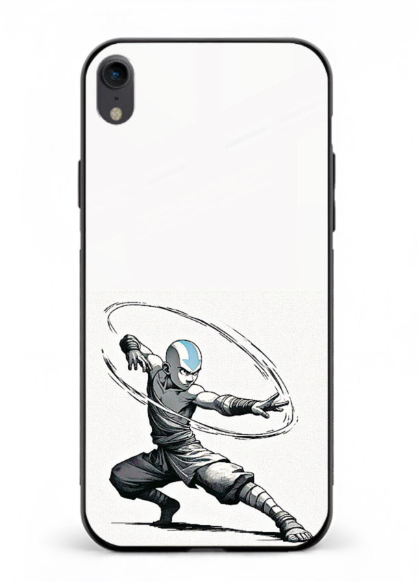aang airbender pose white art iphone xr glass cover clean dynamic avatar case