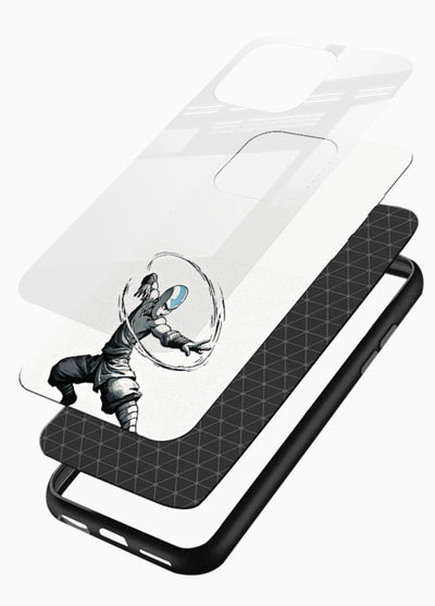 aang airbender pose white art glossy vibrant premium glass cover clean dynamic avatar case - Angle Layers