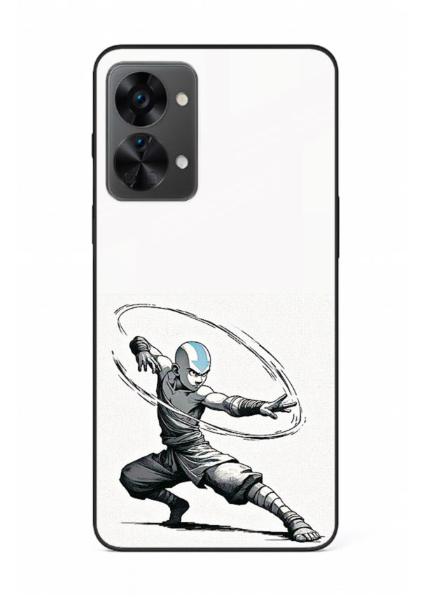 aang airbender pose white art OnePlus Nord 2T glass cover clean dynamic avatar case