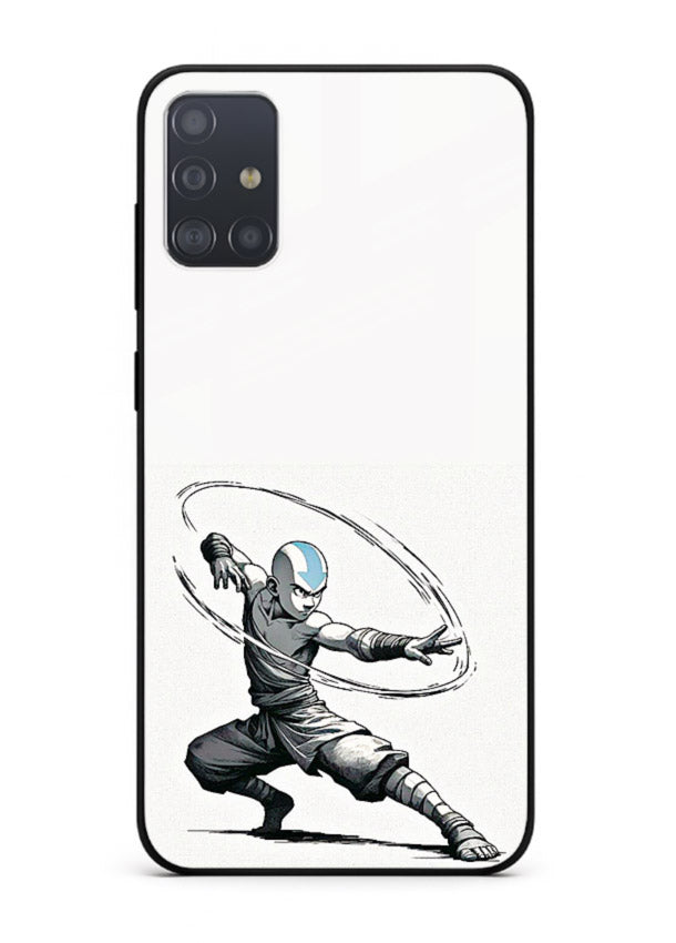 aang airbender pose white art Samsung A71 glass cover clean dynamic avatar case
