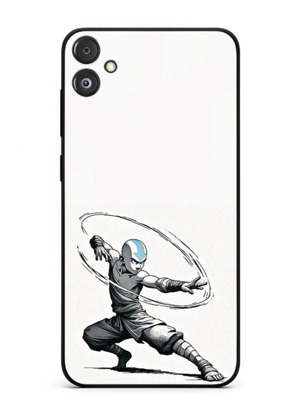 aang airbender pose white art Samsung F04 5G glass cover clean dynamic avatar case