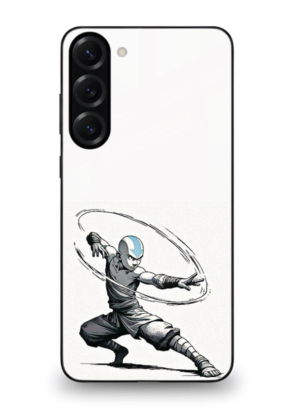 aang airbender pose white art Samsung S23 glass cover clean dynamic avatar case