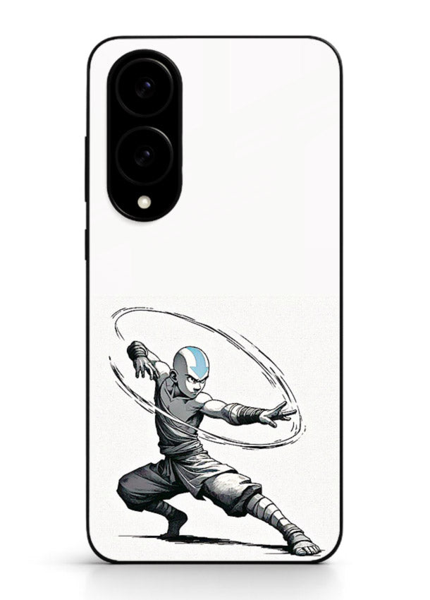 aang airbender pose white art Samsung S25 Edge glass cover clean dynamic avatar case