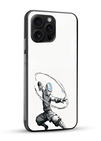 aang airbender pose white art glossy vibrant premium glass cover clean dynamic avatar case - Angle Side