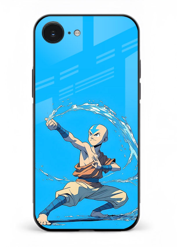 aang water master avatar art iphone 16e glass cover waterbending action case