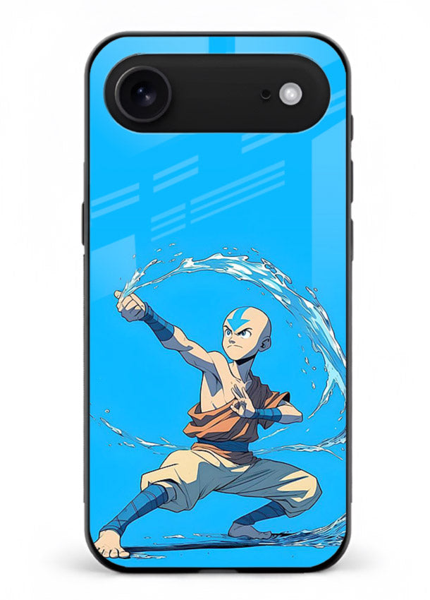 aang water master avatar art iphone 17 air glass cover waterbending action case