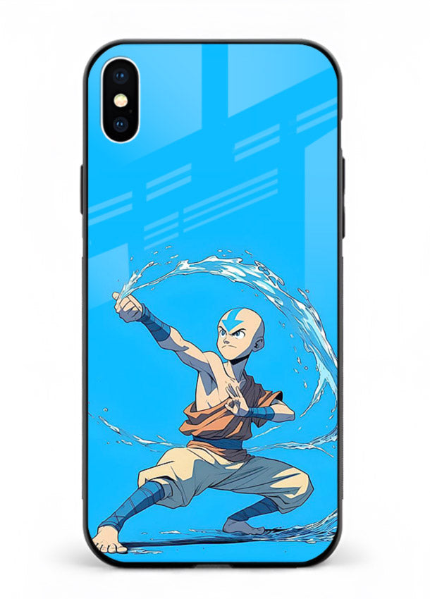 aang water master avatar art iphone xs max glass cover waterbending action case