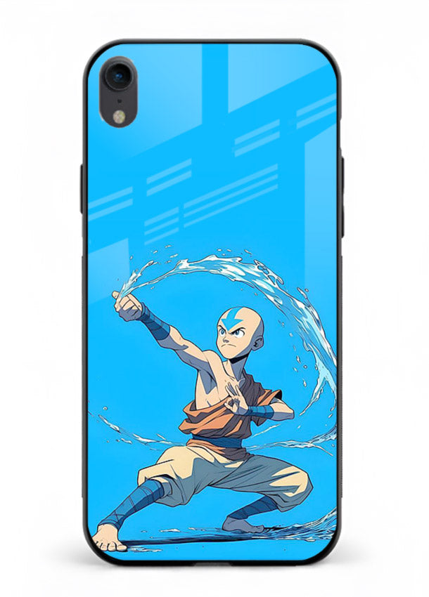 aang water master avatar art iphone xr glass cover waterbending action case