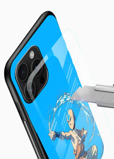 aang water master avatar art glossy vibrant premium glass cover waterbending action case - Angle Blade