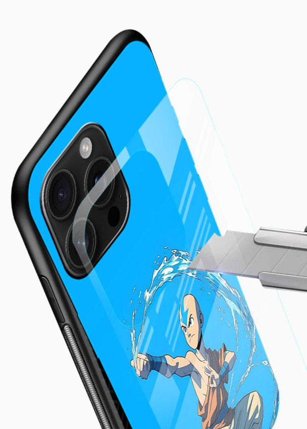 aang water master avatar art glossy vibrant premium glass cover waterbending action case - Angle Blade