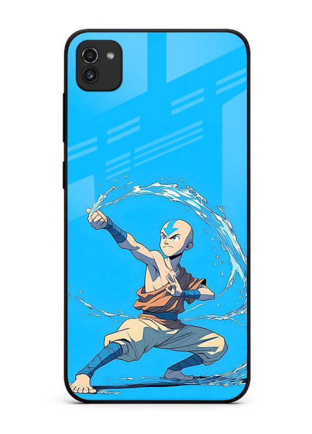 aang water master avatar art Samsung A03 glass cover waterbending action case