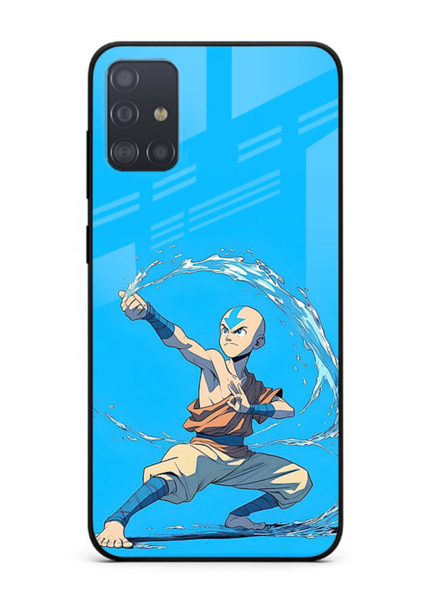 aang water master avatar art Samsung A51 glass cover waterbending action case