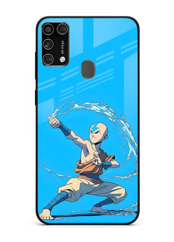 aang water master avatar art Samsung M31 Prime glass cover waterbending action case