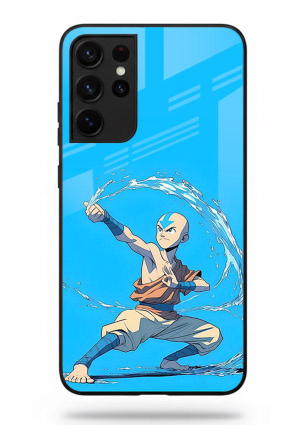 aang water master avatar art Samsung S21 Ultra glass cover waterbending action case