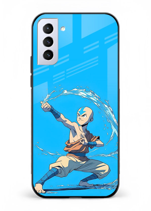 aang water master avatar art Samsung S21 FE glass cover waterbending action case