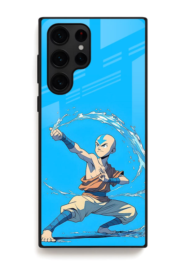 aang water master avatar art Samsung S25 Ultra glass cover waterbending action case