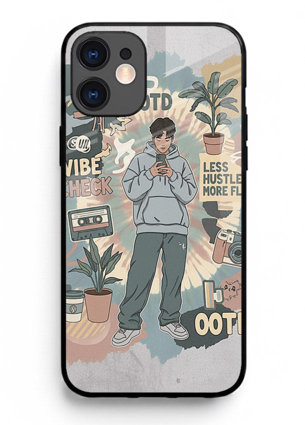 Aesthetic Girl Duo pastel aesthetic illustration iphone 11 glass back cover
