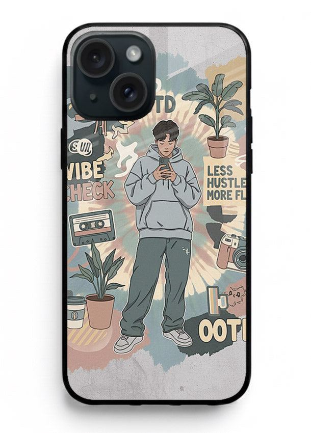 Aesthetic Girl Duo pastel aesthetic illustration iphone 15 plus glass back cover
