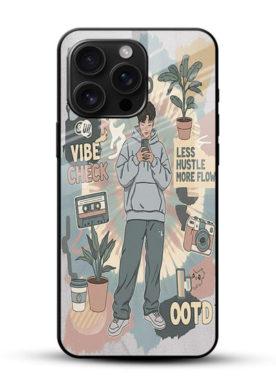 Aesthetic Girl Duo pastel aesthetic illustration glossy vibrant premium glass back cover - Angle Front