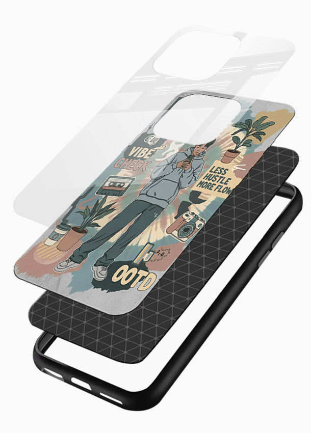 Aesthetic Girl Duo pastel aesthetic illustration glossy vibrant premium glass back cover - Angle Layers