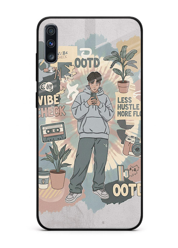Aesthetic Girl Duo pastel aesthetic illustration Samsung A70 glass back cover