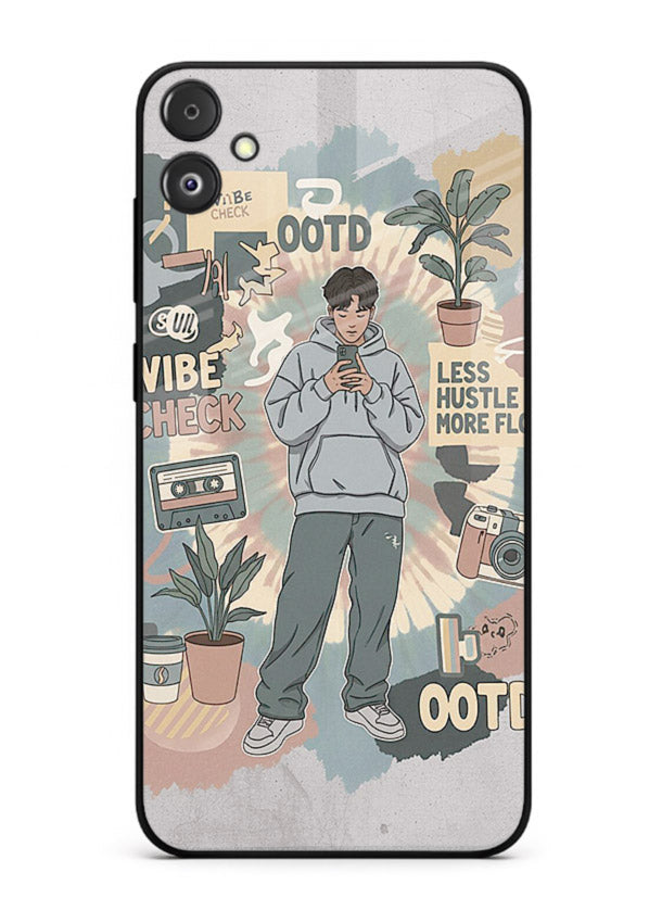 Aesthetic Girl Duo pastel aesthetic illustration Samsung F05 5G glass back cover