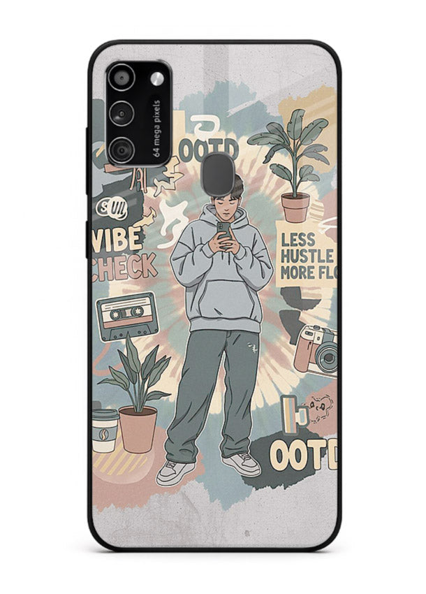 Aesthetic Girl Duo pastel aesthetic illustration Samsung M30s glass back cover