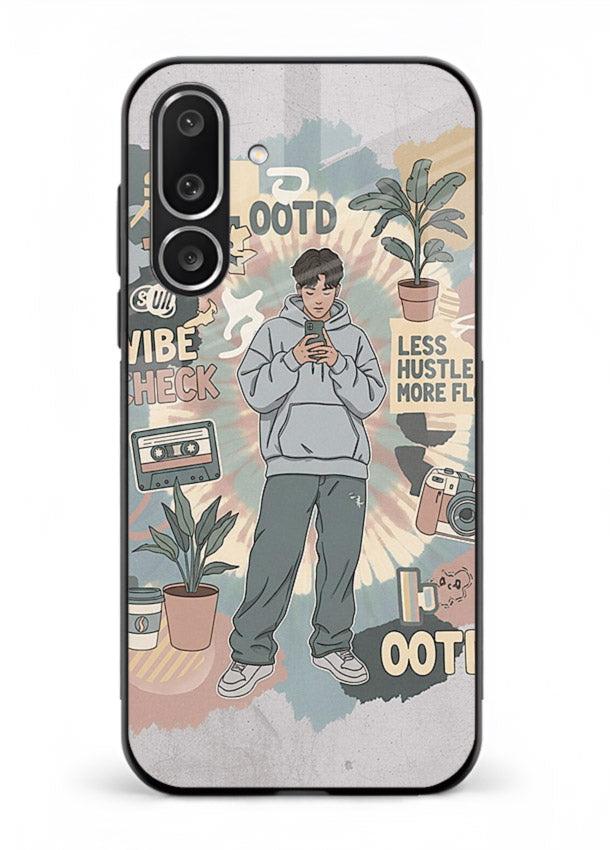 Aesthetic Girl Duo pastel aesthetic illustration Samsung F56 5G glass back cover