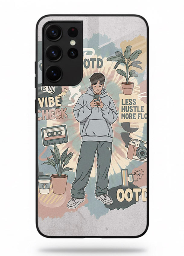 Aesthetic Girl Duo pastel aesthetic illustration Samsung S21 Ultra glass back cover