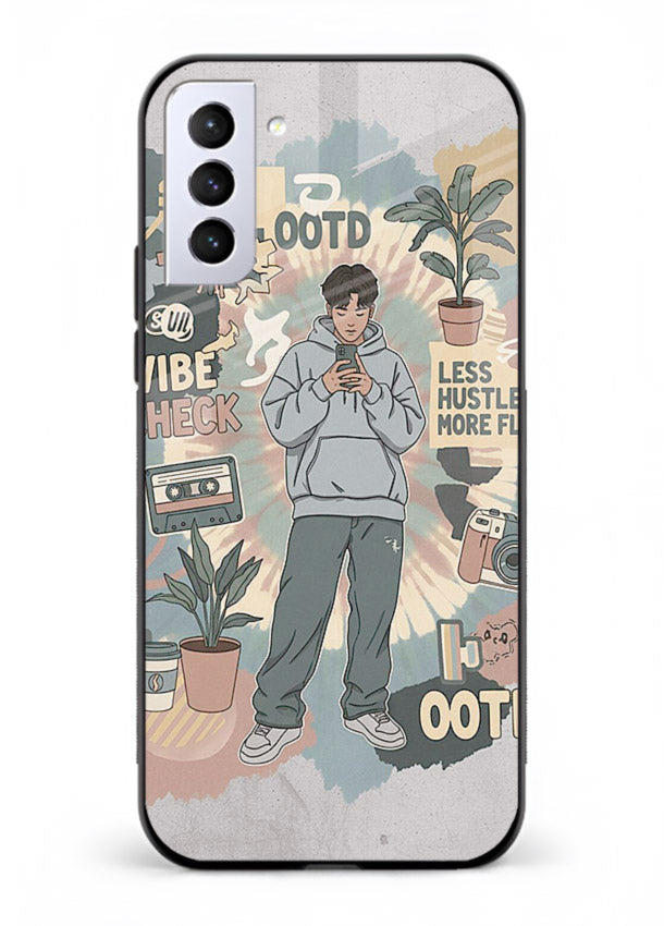 Aesthetic Girl Duo pastel aesthetic illustration Samsung S21 Plus glass back cover