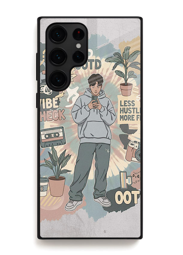 Aesthetic Girl Duo pastel aesthetic illustration Samsung S25 Ultra glass back cover